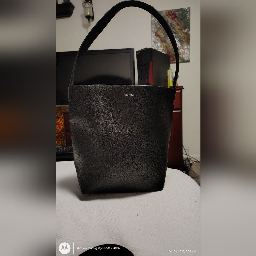 The Row Classic Black Leather Shoulder Bag